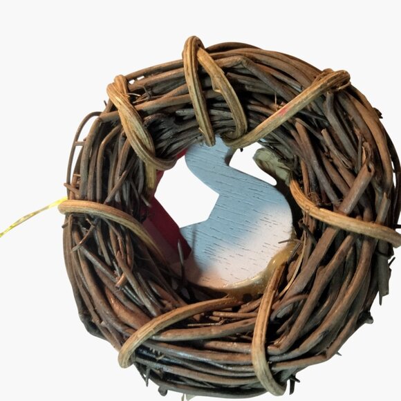 Small Grapevine Wreath Ornament Painted Duck Bow Rustic Farmhouse Miniature - Picture 4 of 4